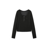 Women's U-Neck Slim Fit Long Sleeve Shirt